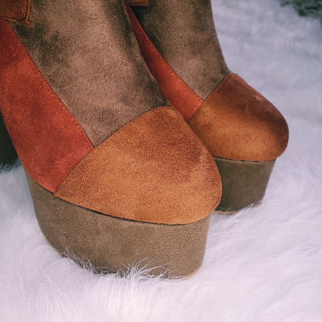 Yasmin Suede Patchwork Platform Boots