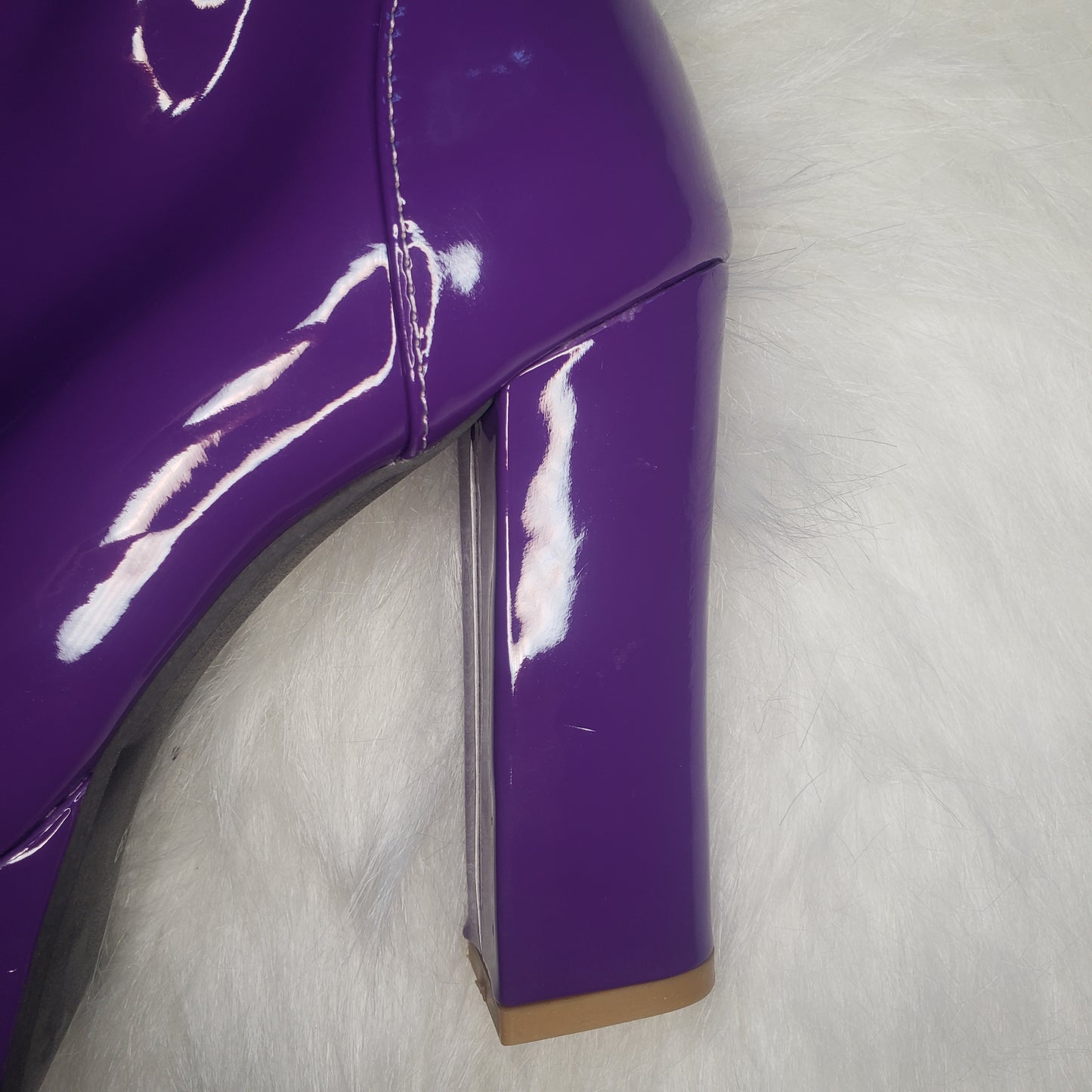 Purple Platform Patent Leather Ankle Go-go Boots