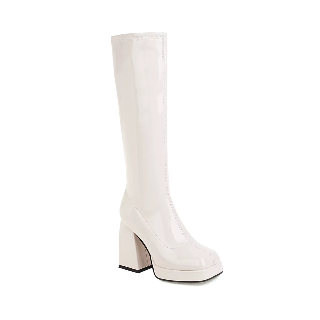 White Knee High Gogo Boots (Made to Order)