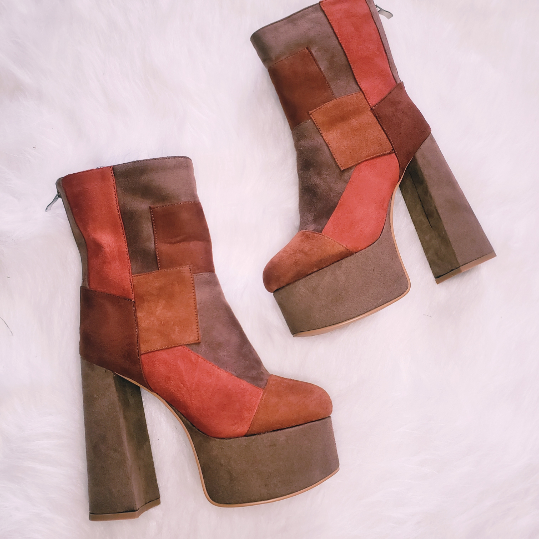 Yasmin Suede Patchwork Platform Boots
