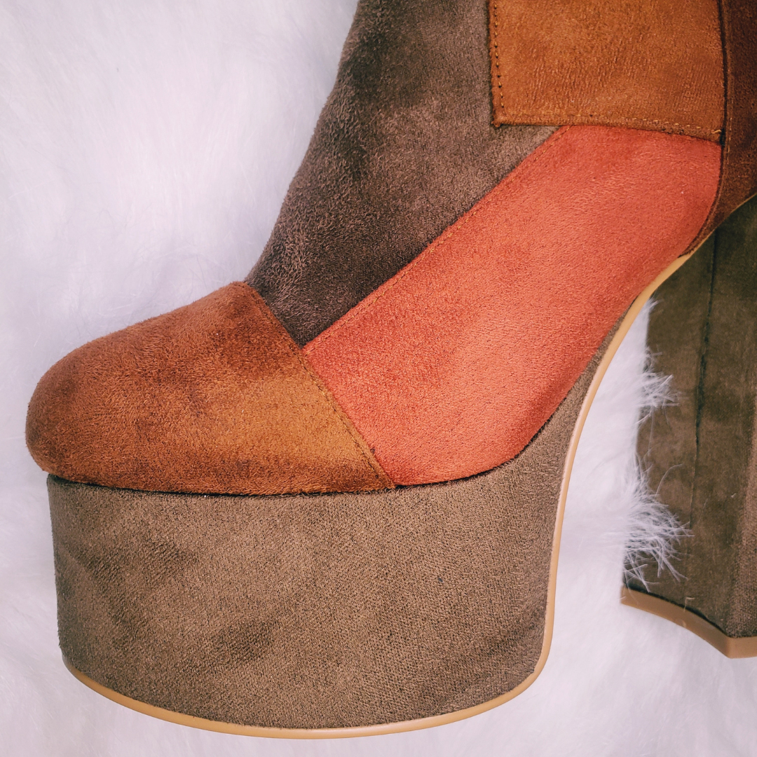 Yasmin Suede Patchwork Platform Boots