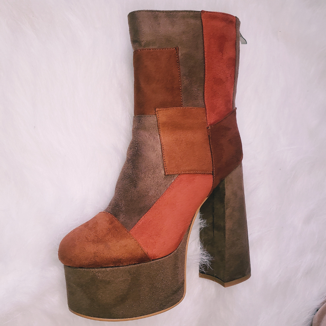 Yasmin Suede Patchwork Platform Boots