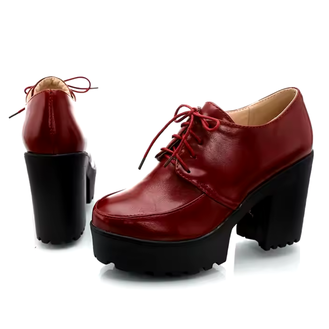 Red Lace up Platform Oxford Heels (Made to Order) 9 Red Lace up Platform Oxford Heels (Made to Order) 9