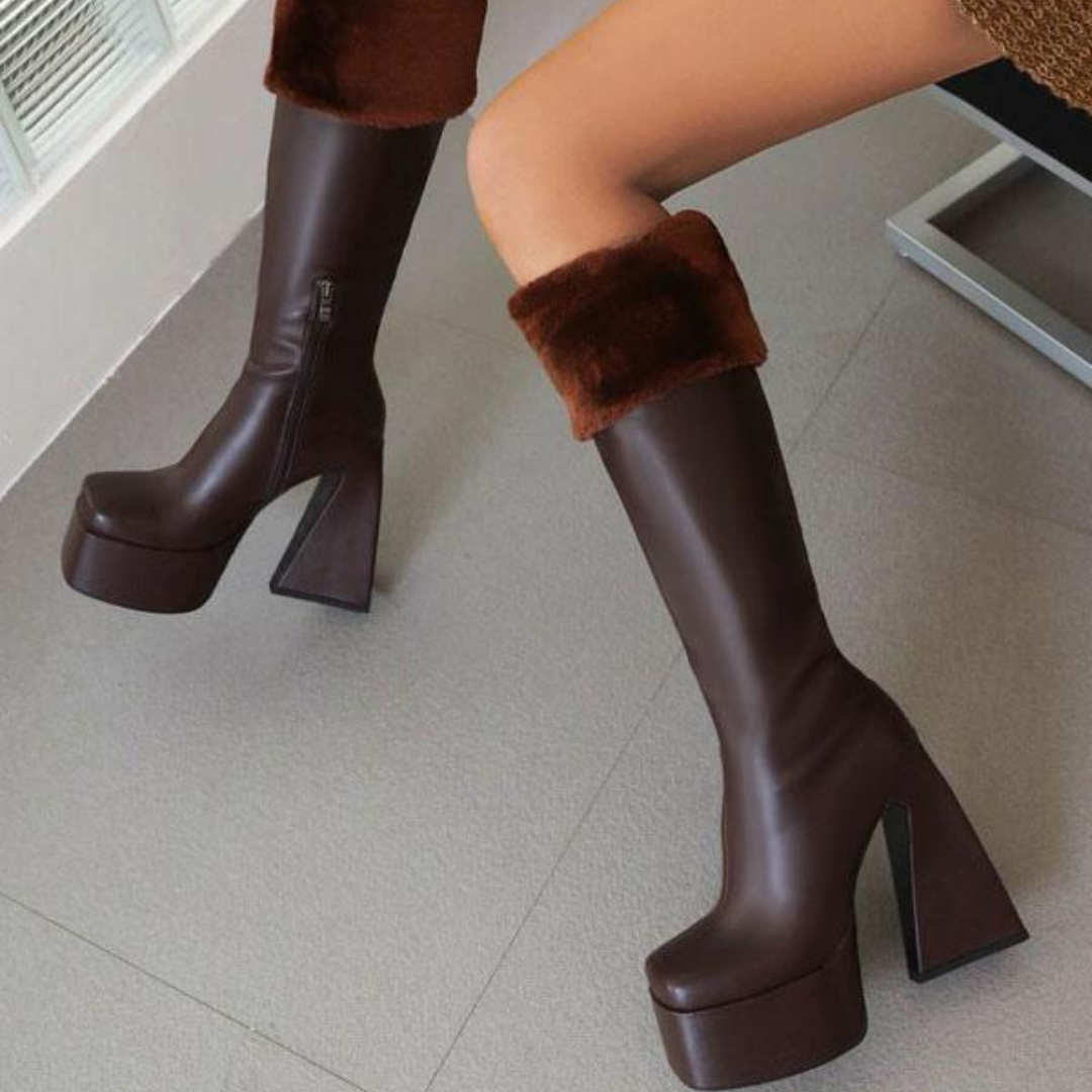 Jackie Platform Fur Lined Boots (Made to Order)