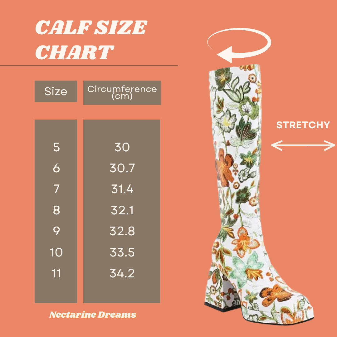 Viral Flower Power gogo boots, knee high boots with floral print