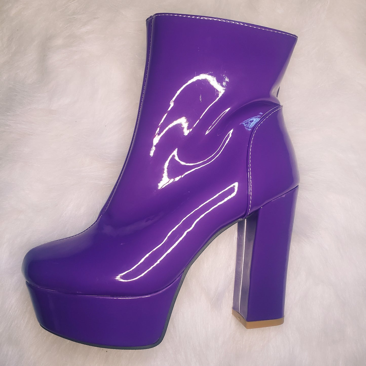 Purple Platform Patent Leather Ankle Go-go Boots