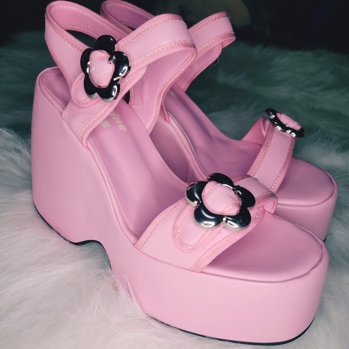 Ezra Pink Flower Power Platform Sandals