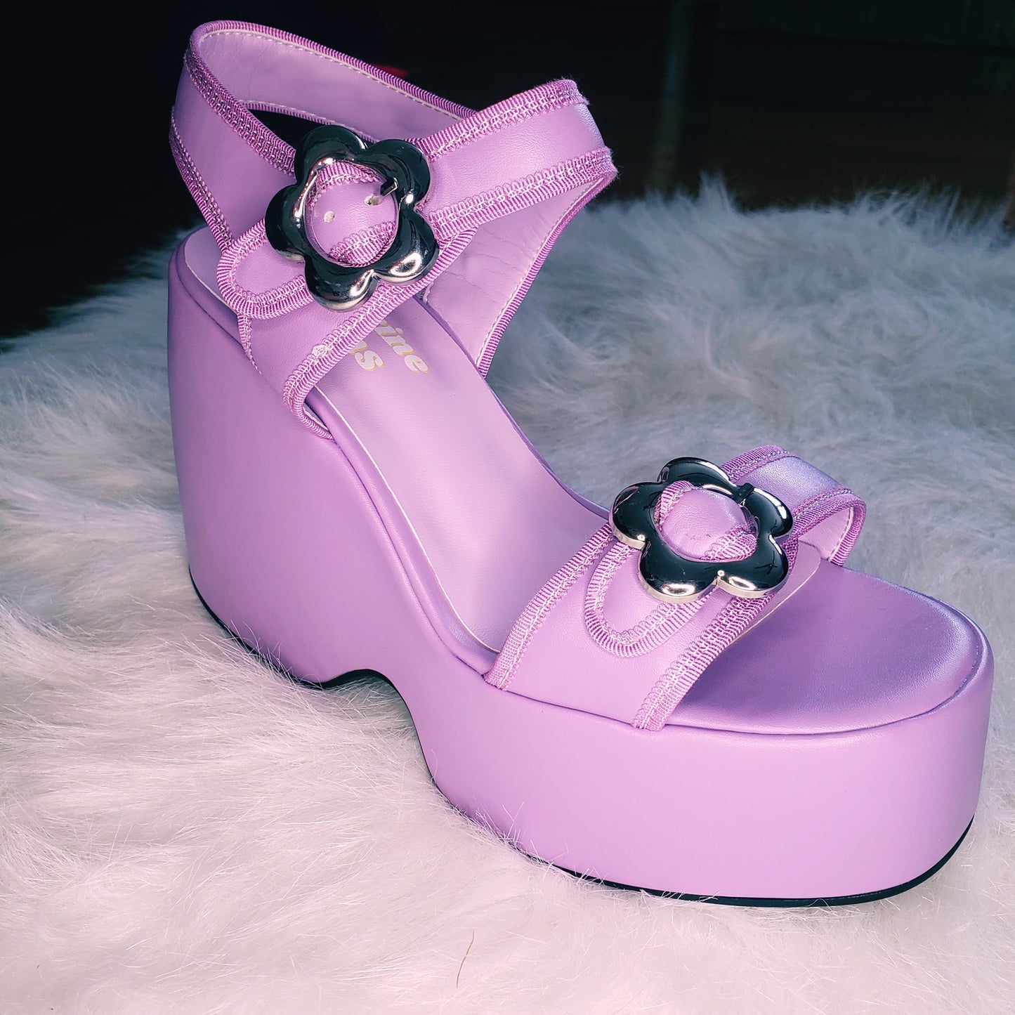 Ezra Purple Flower Platform Sandals