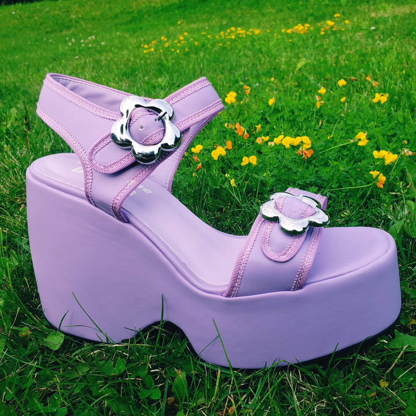 Ezra Purple Flower Platform Sandals