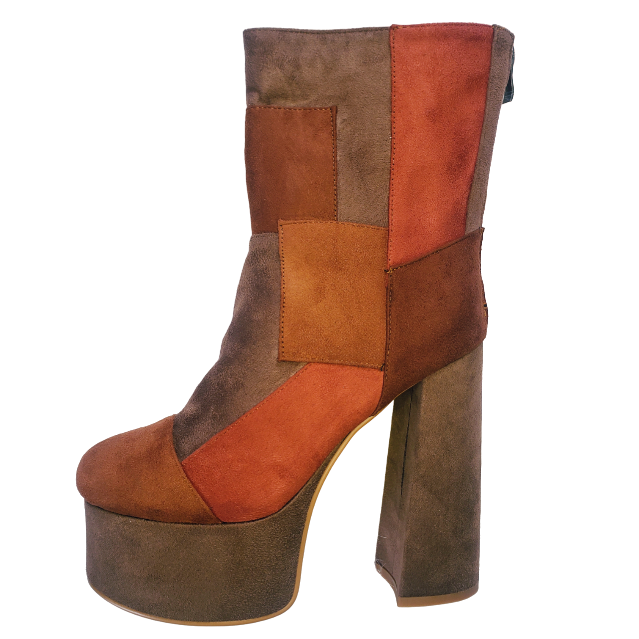 Yasmin Suede Patchwork Platform Boots