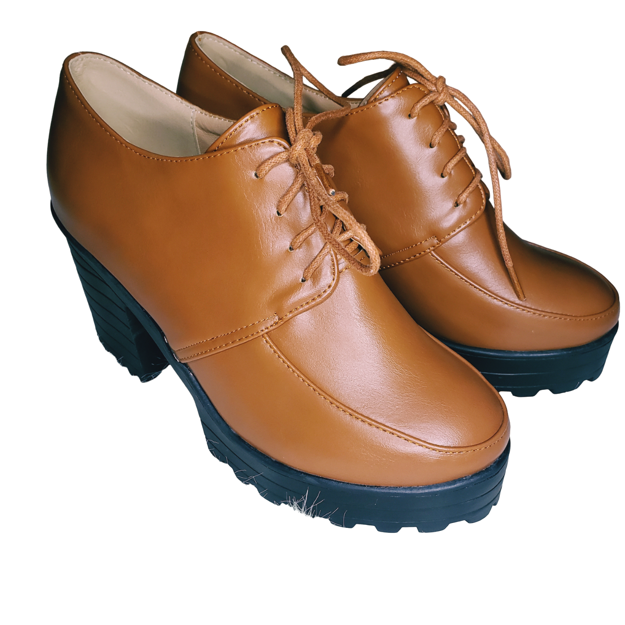 Brown Lace up Platform Oxford Heels