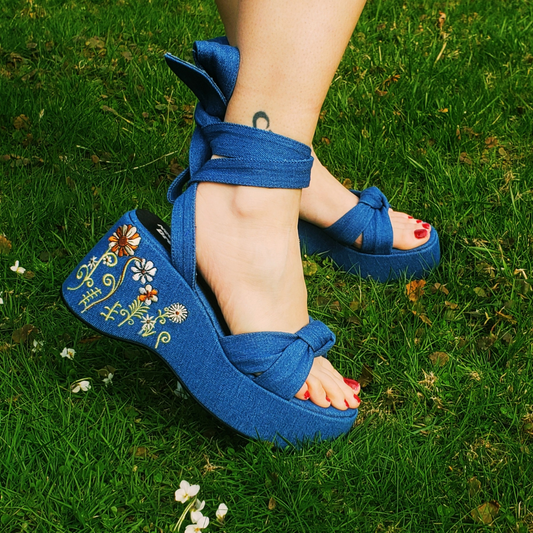 Dream Weaver Denim Platform Sandals