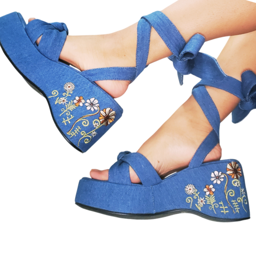 Dream Weaver Denim Platform Sandals