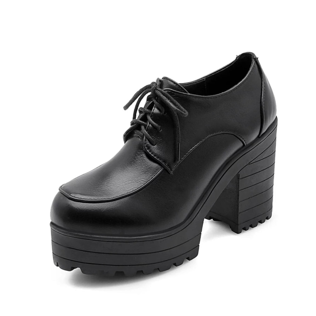 Black Lace up Platform Oxford Heels 11 Black Lace up Platform Oxford Heels 11