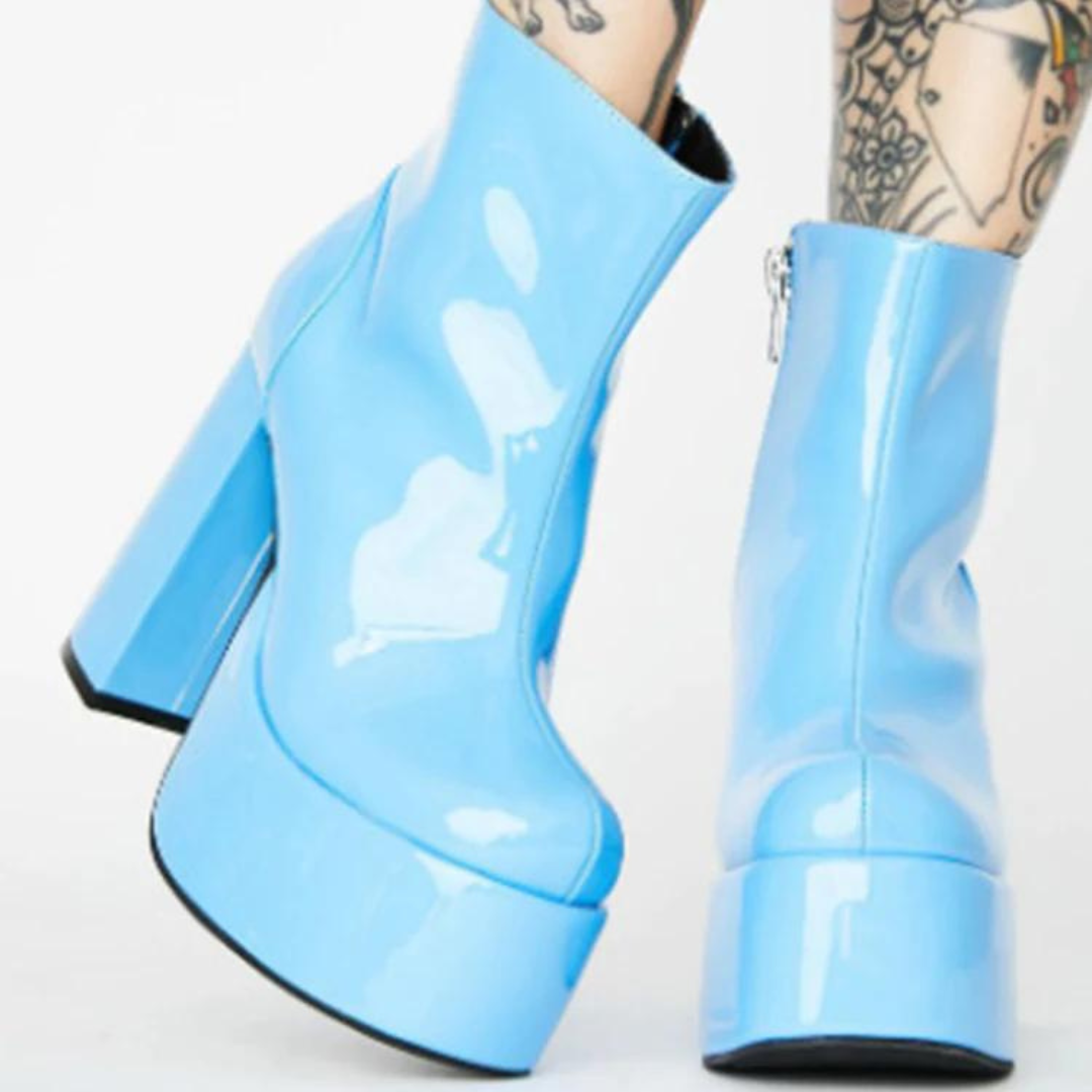 Patent Leather Ankle Gogo Boots (Made to Order)