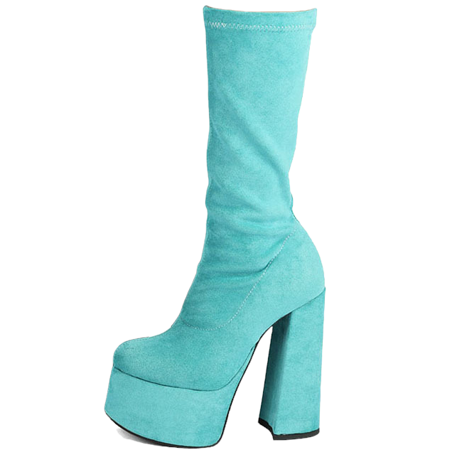Blue Suede Platform Boots (Made to Order)