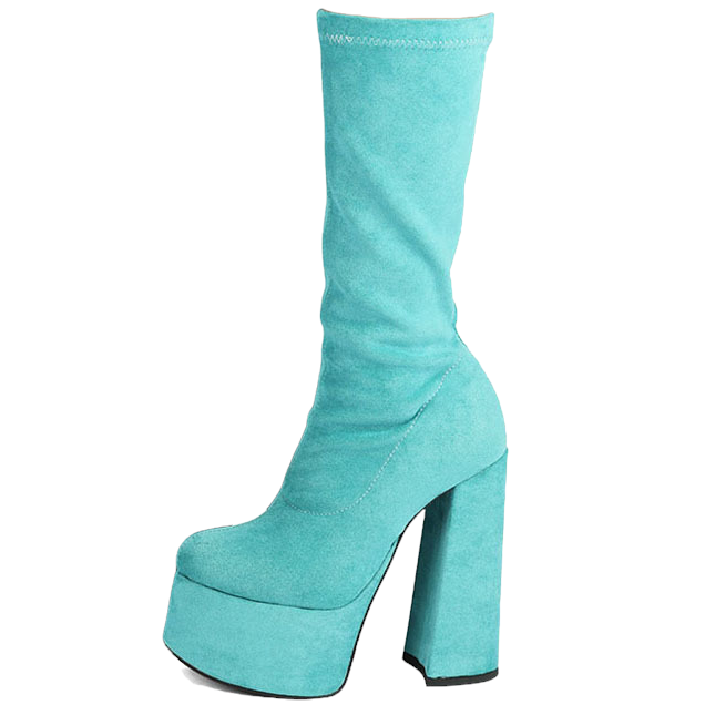 Blue Suede Platform Boots