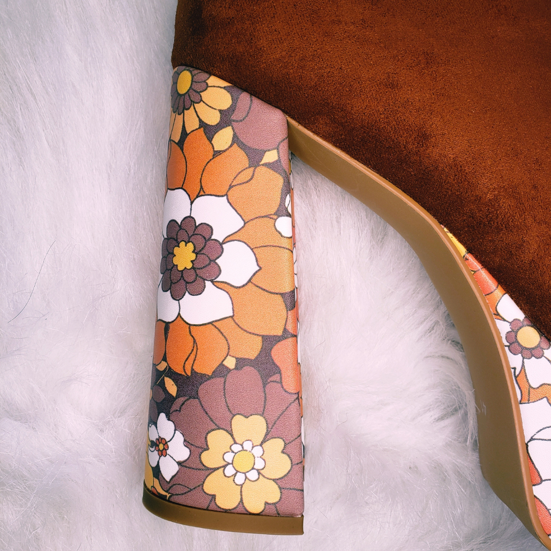 V.I.P Early Access Suede Floral Platform Boots