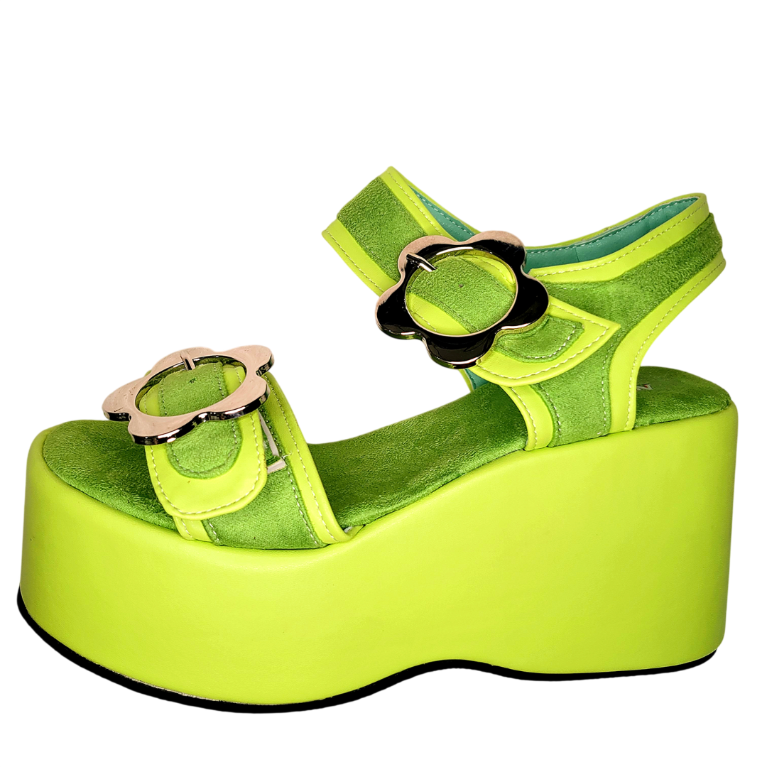 Ezra Green Flower Platform Sandals