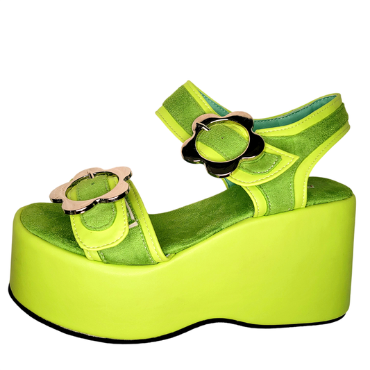 Ezra Green Flower Platform Sandals