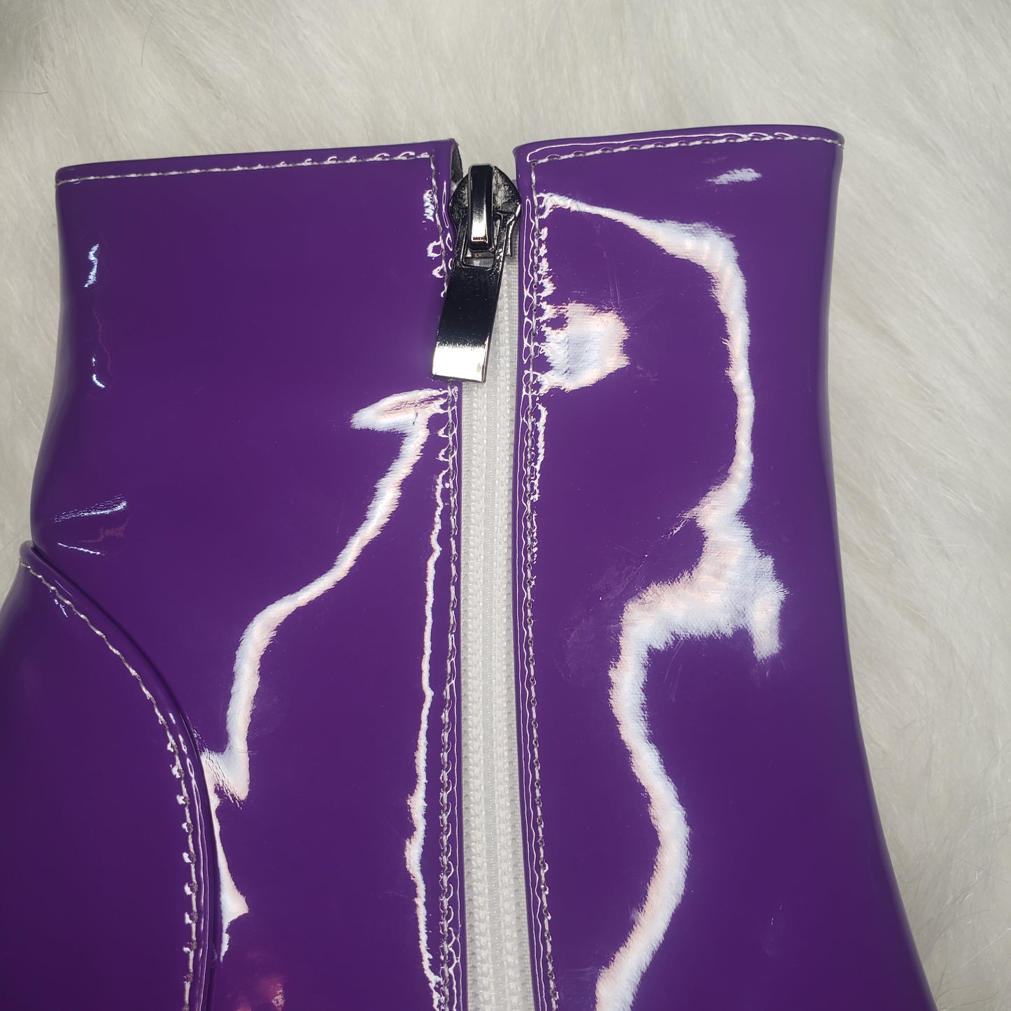 Purple Platform Patent Leather Ankle Go-go Boots
