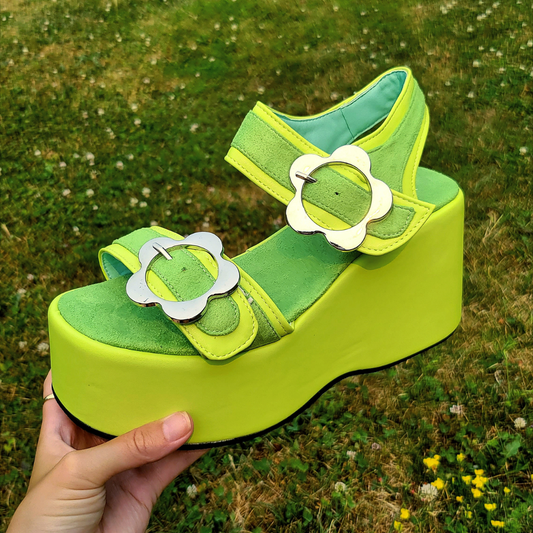 Ezra Green Flower Platform Sandals