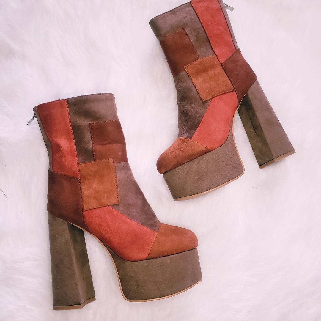 V.I.P EARLY ACCESS Yasmin Suede Patchwork Platform Boots