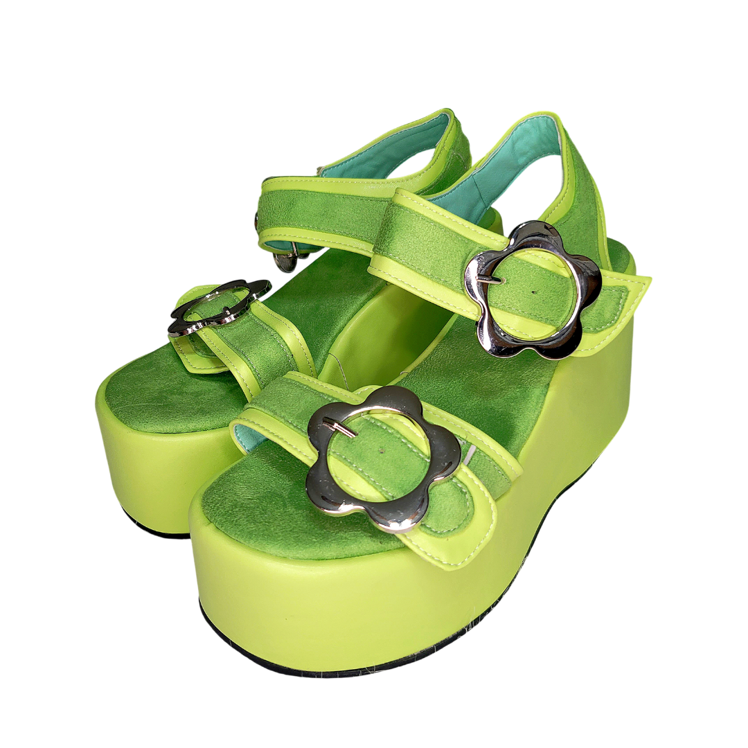 Ezra Green Flower Platform Sandals