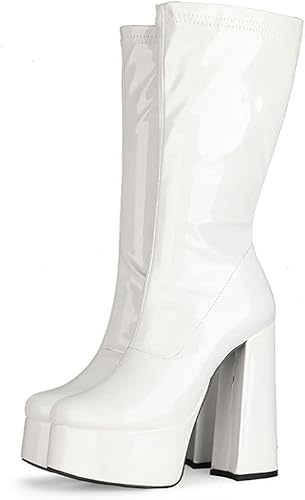 Twiggy White Platform Gogo Boots