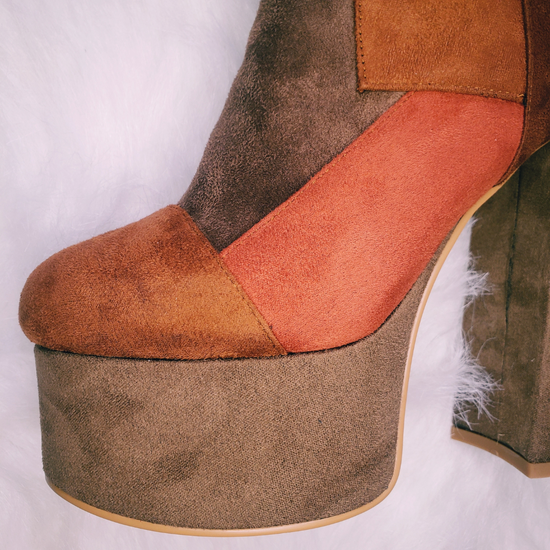 Yasmin Suede Patchwork Platform Boots Nectarine Dreams LLC