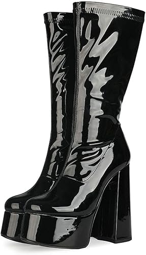 Twiggy Black Platform Gogo Boots