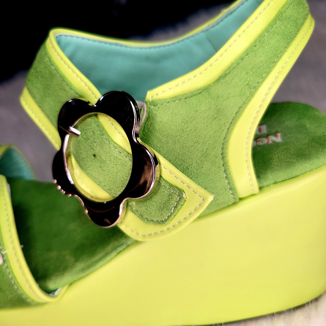 Ezra Green Flower Platform Sandals