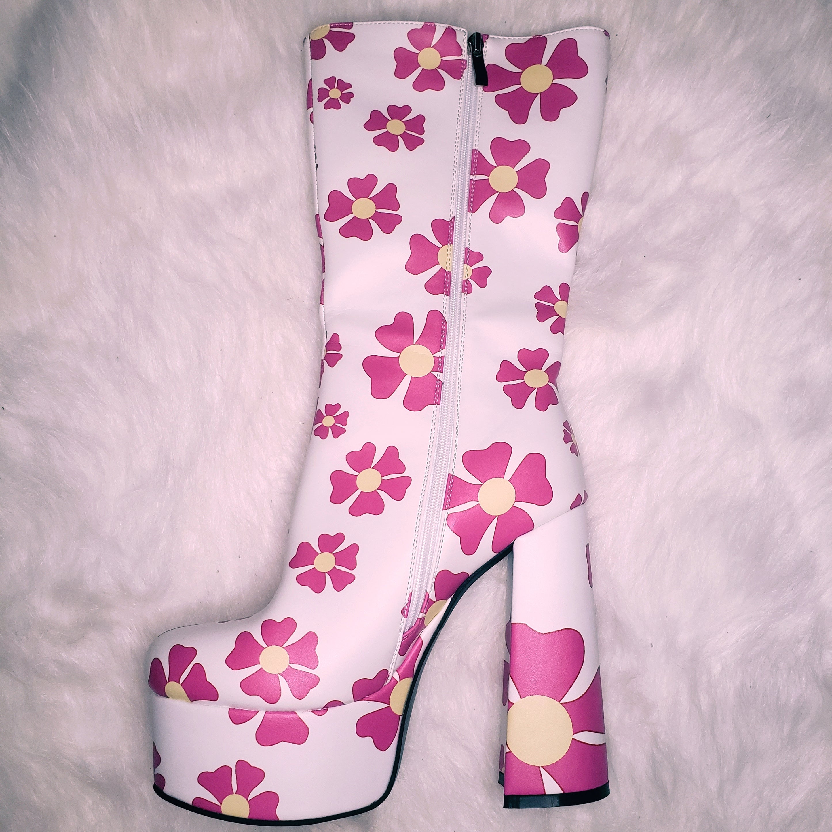 Gogo Goddess Floral Platform Boots (Made to Order) Nectarine Dreams LLC