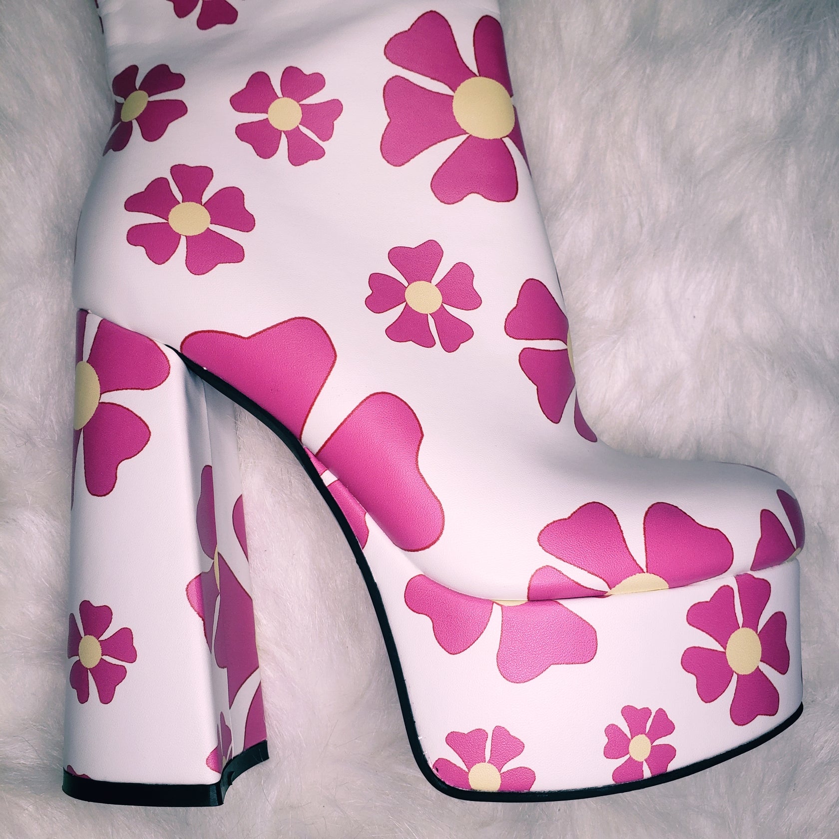 Gogo Goddess Floral Platform Boots (Made to Order) Nectarine Dreams LLC