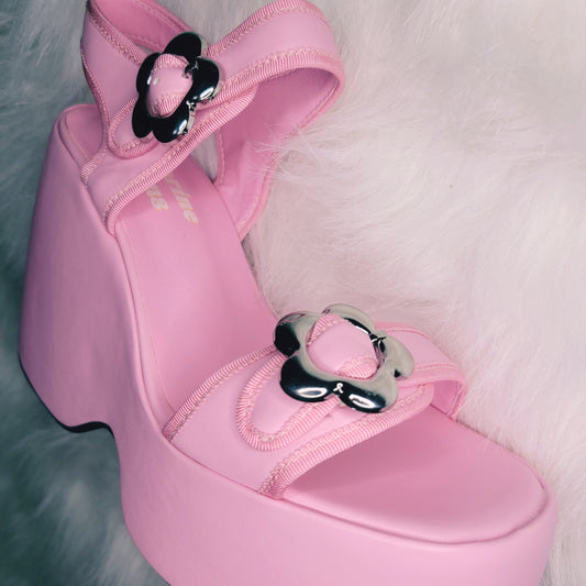 Ezra Pink Flower Power Platform Sandals