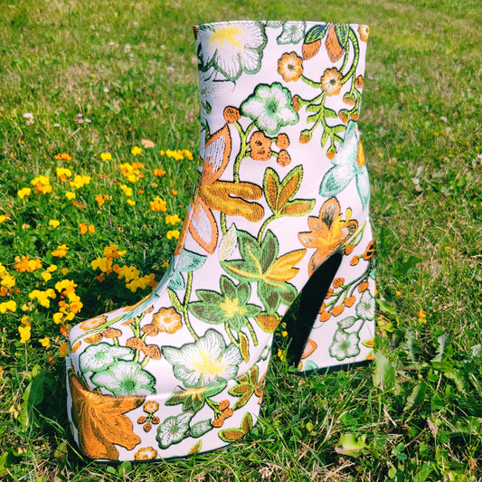 Flower Power Platform Ankle Boots (Personalized)