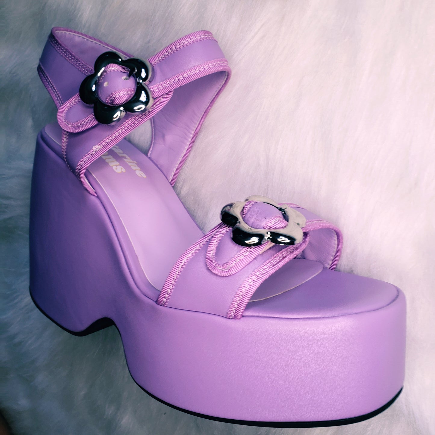 Ezra Purple Flower Platform Sandals – Nectarine Dreams LLC