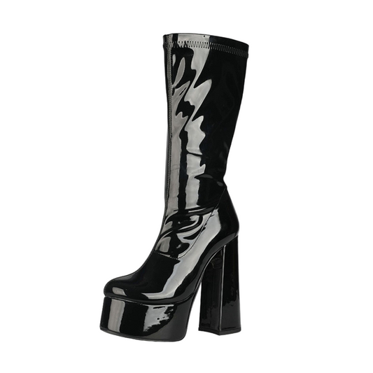 Twiggy Black Platform Gogo Boots