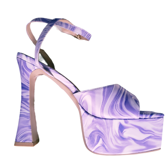 Purple Satin Swirl Platform Heels
