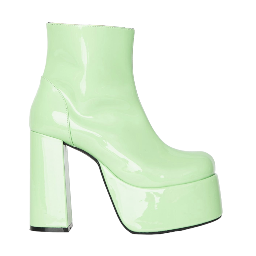 Pastel Green Patent Leather Ankle Gogo Boots PRE-ORDER
